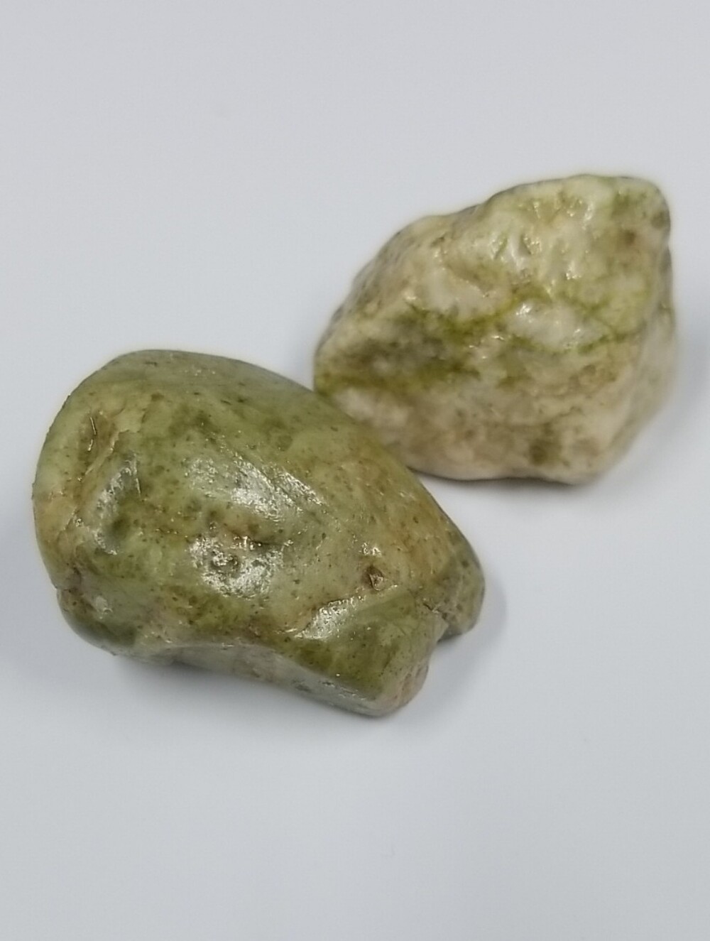 Varnished Rock Specimens - Lime and Cream Pair